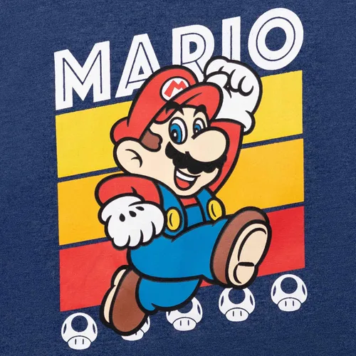 Miniatura 3 de Super Mario Paquete de 2 camisetas gráficas de manga larga para niños pequeños, rojoazulgris