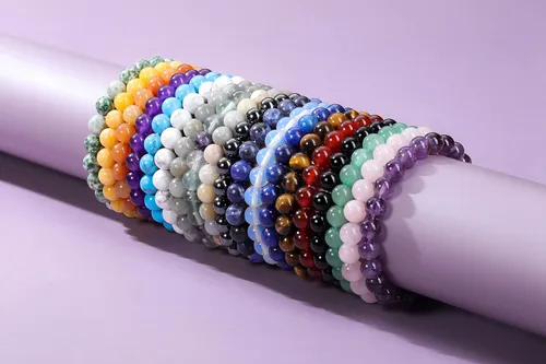 Miniatura 4 de Jovivi Pulsera elástica de cuentas redondas semipreciosas naturales – 0.315 pulgadas hecha a mano con cuentas de piedras preciosas curativas