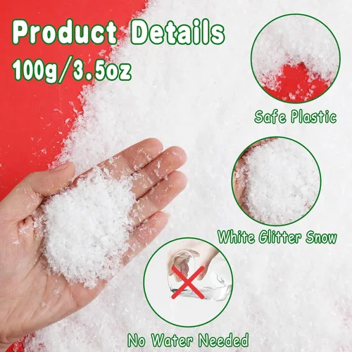 Miniatura 3 de FOIMAS Nieve Artificial, Polvo de Nieve Falso para Navidad con Purpurina en Copos Secos para Decoración de Pueblo Navideño, Manualidades, Decoración