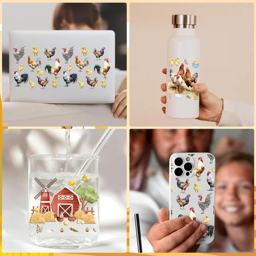Miniatura 4 de Rngmsi Envoltura de taza UV DTF – 5 hojas de pollo UV DTF envolturas de tazas para 16 oz de animales de granja Uvdtf calcomanías personalizadas