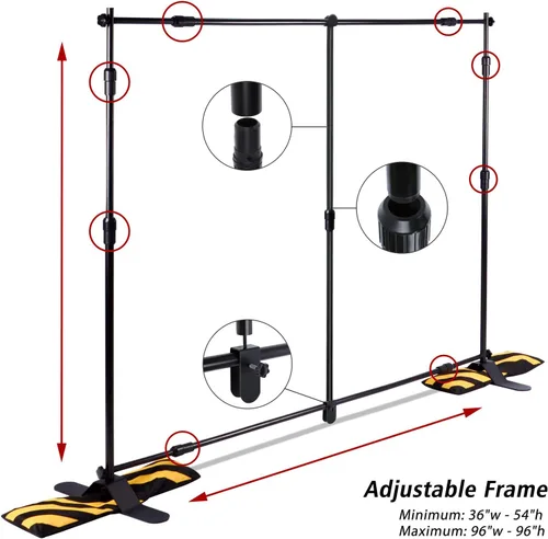 Miniatura 4 de t-sign profesional paso y repetición soporte de telón de fondo pancarta grande tubo telescópico para ferias y fotomatón, fondo con funda