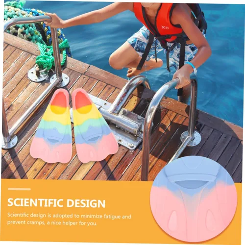 Miniatura 7 de ORFOFE Aletas de natación de silicona, cuchillas cortas, aletas en forma de abanico para buceo y entrenamiento de esnórquel, equipo de natación
