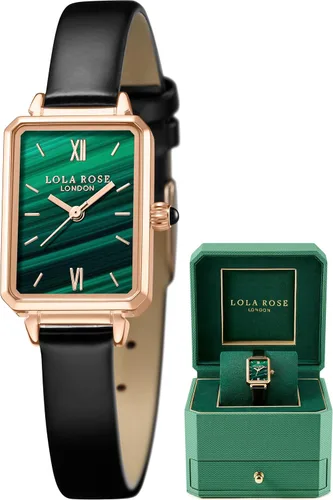 Lola Rose Dainty Women's Wrist Watch Green Malachite Dial, Wrapped by Stylish Gift Box, Elegant Present for Ladies and Loved Ones