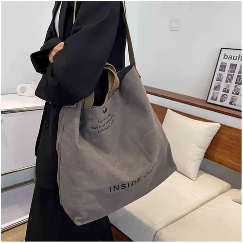Miniatura 2 de Sumleno Bolso de mano de lona grande para mujer, bolso de trabajo para hombro, bolso cruzado con asa superior, estilo vintage, estilo grunge, hobo