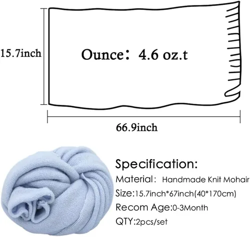 Miniatura 6 de Envoltura de posado para recién nacido, accesorios de fotografía para recién nacidos, manta de punto elástico suave, envoltura hecha a mano