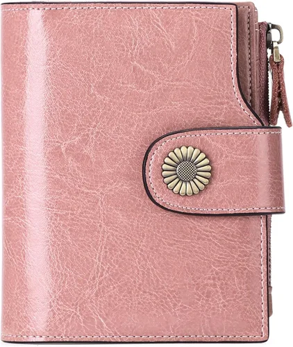 Miniatura 13 de FALAN MULE Cartera pequeña para mujer, de piel, plegable, compacta, pequeña, con bloqueo RFID, amarillo, antiguo (Antique Yellow), Cartera Rfid