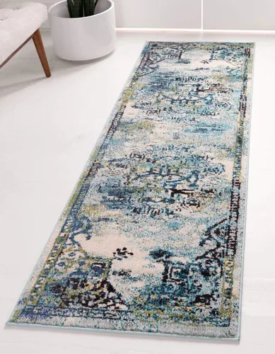 Miniatura 16 de Unique Loom Medici Collection - Alfombra tradicional de medallón floral vintage azul (2 pies 2 pulgadas x 3 pies)