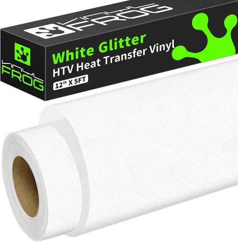 Miniatura 10 de VINYL FROG Rollo de vinilo de transferencia de calor con purpurina de 12 pulgadas x 5 pies, vinilo negro para planchar con purpurina para camisetas