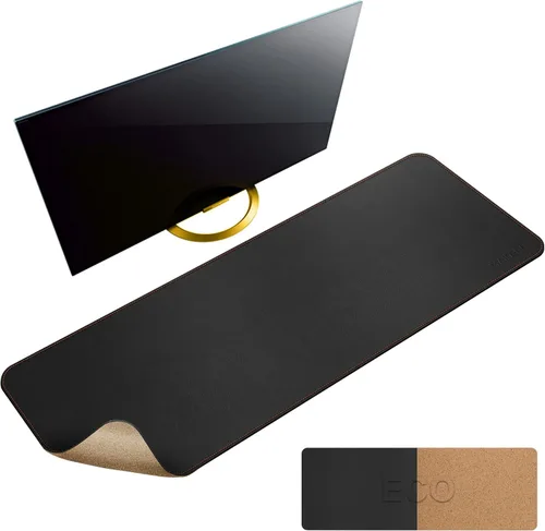 Miniatura 48 de MAIDERN Cubierta de mesa estrecha de 39.4" x 7.9", tapete reversible de cuero y corcho para mesa consola, protector de mesa largo y delgado