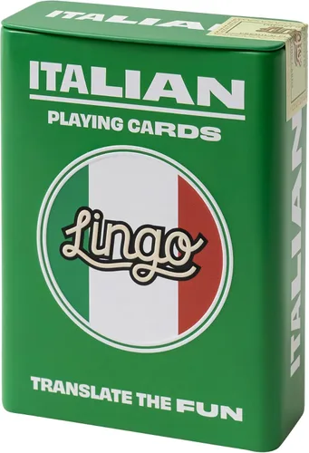 Miniatura 5 de Lingo Naipes italianos en lata de viaje premium Aprende vocabulario y frases italianas para adultos y principiantes Edición de caja de regalo
