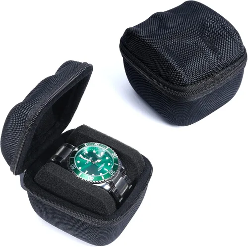 Miniatura 5 de Estuche de viaje único para reloj duro, Caja organizadora de exhibición enrollable para reloj inteligente deportivo de hombre con almohadilla