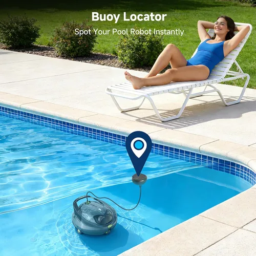 Miniatura 10 de Pooloob Aspirador robótico para piscina con filtración de triple capa y boya flotante, para mantenimiento diario regular, limpieza de piso plano