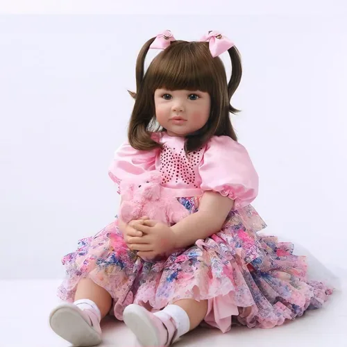 Miniatura 2 de iCradle Muñecas Reborn de 24 pulgadas y 23.6 in de vinilo de silicona suave hechas a mano similar a la moda realista muñeca recién nacida juguete