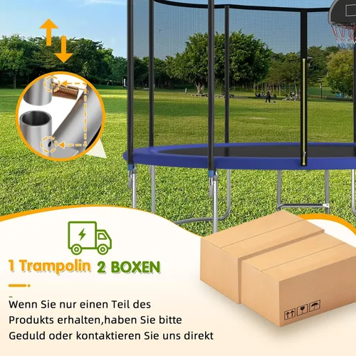 Miniatura 3 de Redkid, Trampolín para exteriores de 305/144.1 in de diámetro, trampolín infantil con red de seguridad, escalera, tabla de aro de baloncesto