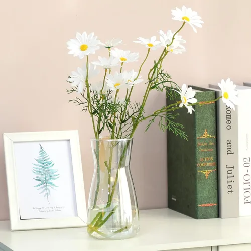 Miniatura 7 de Floreros de cristal iridiscente de 8 pulgadas para centro de mesa, decoración de escritorio interior del hogar, jarrón moderno estilo bohemio