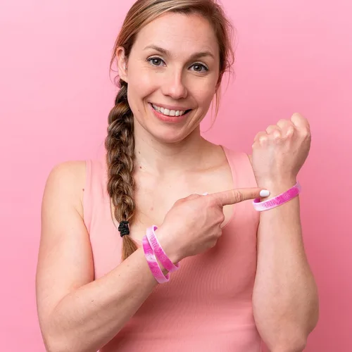 Miniatura 5 de Omgouue 48 unids pulseras de concienciación sobre el cáncer de mama cinta rosa camuflaje silicona ganar para fiesta rosa suministros favores