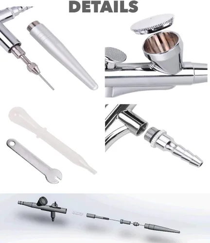 Miniatura 6 de Pistola de aerógrafo portátil de alimentación por gravedad para aerógrafo de clavos, pistola de oxígeno, pintura en aerosol de seda, kit