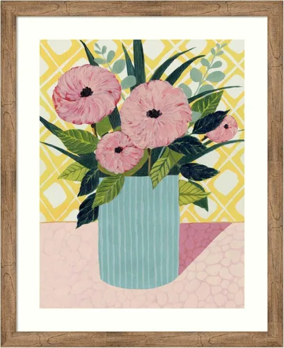 Amanti Art Framed Wall Art Print 44x36 Retro Bouquet I by Grace Popp, Flowers Wall Art, Modern Contemporary Decor, X-Large Poster Painting Artwork