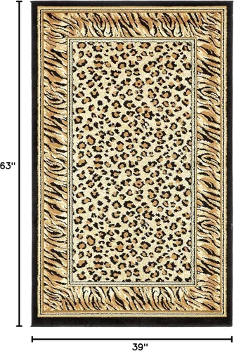 Miniatura 3 de Unique Loom Wildlife Collection - Alfombra con diseño de borde con temática de animales inspirada en el mundo salvaje, con diseño de guepardo