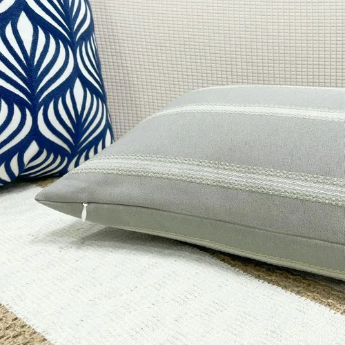 Miniatura 5 de Slow Cow Funda de cojín rectangular decorativa, funda de cojín lumbar, 12 x 33 pulgadas, color gris mezclado con blanco roto F-off Blanco Gris