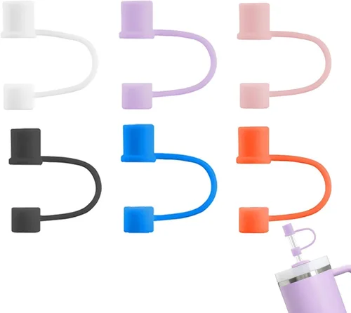 Miniatura 7 de Paquete de 6 Cubrepajitas, Adecuadas para Todas las Tazas con un Diámetro de Pajita de 0.31in/8mm, Tapas de Silicona a Prueba de Polvo