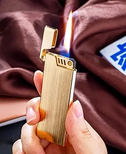 Miniatura 2 de Slime - Encendedor de puros de cobre y latón con llama suave, encendedor de butano recargable, encendedor delgado portátil con esfera de llama