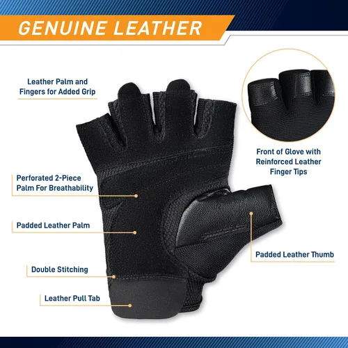 Miniatura 5 de MARCY apex - Guantes de entrenamiento acolchados de cuero con pestañas para hombres y mujeres, guantes de ejercicio para levantamiento de pesas