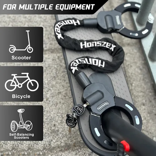 Miniatura 2 de Cerraduras de Scooter Eléctrico Honszex Antirrobo, Soporte para Teléfono de Scooter y Candado de Cadena de Scooter con Llave, Candado Antirrobo