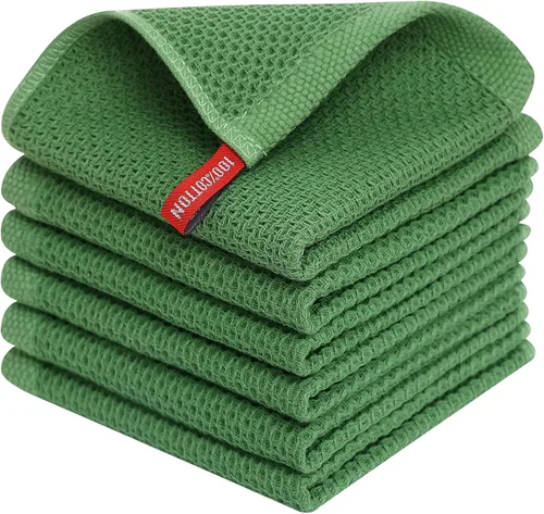 Miniatura 188 de Homaxy Paños de cocina de 100% algodón con tejido de gofre, ultra suaves, absorbentes, de secado rápido, 12 x 12 pulgadas, paquete de 6, amarillo