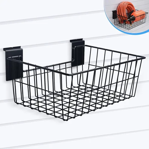 Miniatura 2 de Cestas de Slatwall de 15 pulgadas de ancho resistentes con listones de alambre de acero para colgar en la pared, accesorio versátil para venta al