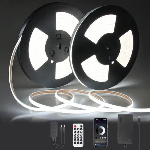 Miniatura 8 de Tira de luces LED blancas de luz diurna de 16.4 pies, 24 V, impermeable, kit de tira LED COB con control remoto, luz de cinta LED flexible regulable