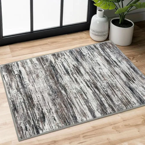 Miniatura 149 de SIILOOM 2 x 3 Alfombra moderna y abstracta para entrada, alfombra neutra azul marino gris multicolor súper suave de área pequeña, alfombras lavables