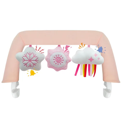 Miniatura 8 de iGRATENS Baby Bjorn - Barra de juguetes para gorila de bebé, suave con 3 juguetes sensoriales lindos, fácil de colocar y quitar, agradable a