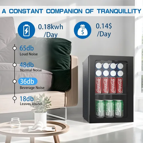 Miniatura 3 de Mini Refrigerador Compacto de 24 Latas/0.9 Pies Cúbicos para Refrescos, Bebidas, Cerveza o Vino, Pequeño Refrigerador Enfriador de Bebidas Portátil