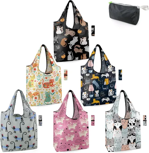 Miniatura 26 de BeeGreen 12 paquetes de bolsas reutilizables de flores, bolsas reutilizables extragrandes de 50 libras, lindo diseño floral, bolsas plegables
