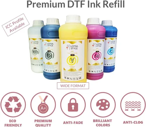 Miniatura 6 de LOTSA. STYLE Premium PRO DTF - Recambio de tinta para impresoras de inyección de tinta, impresión de película de transferencia de calor, edición