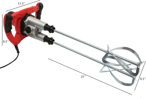 Miniatura 2 de Mezclador de hormigón portátil de 1500 W, mezclador de mortero de cemento de mano, ajustable, 6 velocidades, mortero de lechada de yeso de pintura