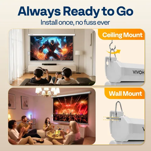 Miniatura 6 de VIVOHOME Pantalla de proyector motorizada con control remoto, pantalla de proyección eléctrica automática de 16:9 de 100 pulgadas, pantalla