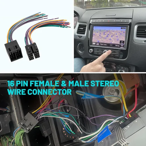 Miniatura 7 de NuIth Adaptador de arnés de cable estéreo macho y hembra de 16 pines para Freightliner 04-21, Volvo 04-16, Peterbilt 06-18, Kenworth 08-20, conector