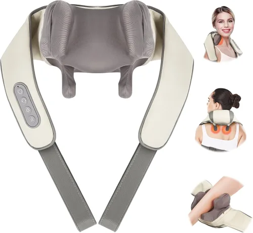 Masajeador de cuello para aliviar el dolor de tejido profundo, masajeador eléctrico Shiatsu de cuello y espalda con calor 6D amasado cuello, hombros