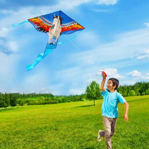 Miniatura 3 de HONBO Cometa de sirena grande para niños y adultos, cometa Delta fácil de volar, cometa para principiantes para niñas y niños, cometa