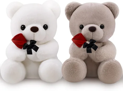 2 piezas de oso de peluche pequeño para el día de San Valentín de 13.78 pulgadas con rosa, blanco y marrón, osos de peluche suaves, regalos para San