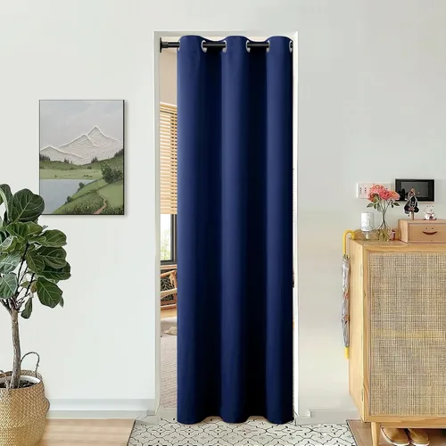 Miniatura 28 de BGment Cortina de Puerta Corredera de Moda 120 X 96 Pulgadas, Cortinas Opacas Térmicas Anchas que Oscurecen la Habitación Divisor de Habitación Azul