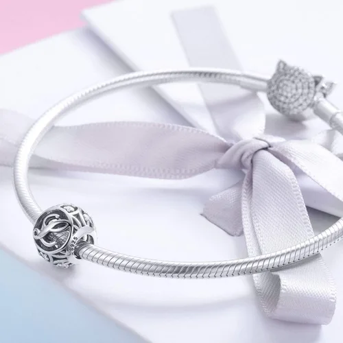Miniatura 5 de RUKYF Dijes de letras de plata de ley 925 con inicial de la A a la Z para pulseras, collares, cuentas del alfabeto de circonita cúbica, regalos