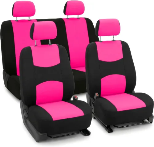 Miniatura 19 de FH Group Juego completo de fundas de asiento de automóvil de tela plana, color beige combo, diseño de fundas de asiento de automóvil pequeño