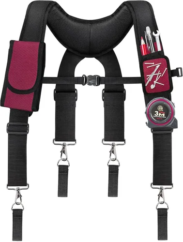 Miniatura 9 de Tool Belt Suspenders for Men, Adjustable Tool Belt with Magnetic Wristband Multifunctional Pouch Pocket for Workers Negro