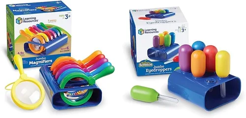 Learning Resources Juego de lupas de ciencia primaria (6 piezas) y cuentagotas (6 piezas) para niños