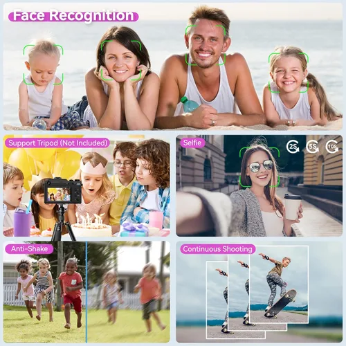 Miniatura 5 de Cámara de 48MP para fotografía, cámara digital 4K para niños y adultos con cámaras duales delanteras y traseras, zoom digital de 18X, filtros