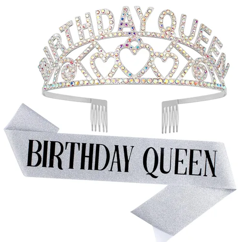 Miniatura 16 de Banda y Corona de Reina de Cumpleaños, Telas Plástico