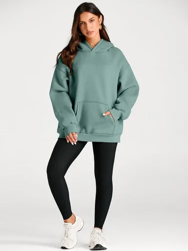 Miniatura 71 de Trendy Queen - Sudaderas extragrandes con capucha para mujer, suéteres de manga larga, sin botones, de vellón, de otoño, ropa de invierno